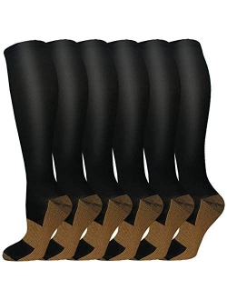 Compression Socks for Women & Men 6 Pairs 15-20 mmHg is Best For Graduated Athletic, Running, Travel, Flight, Nurses