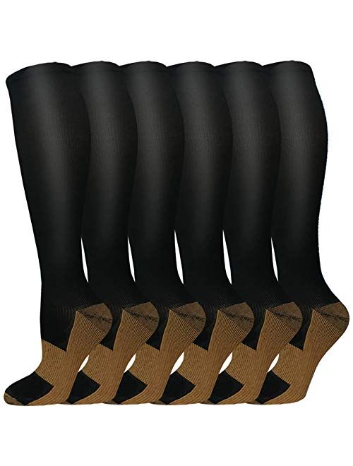 Compression Socks for Women & Men 6 Pairs 15-20 mmHg is Best For Graduated Athletic, Running, Travel, Flight, Nurses