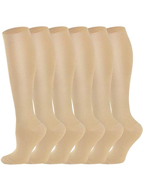 Compression Socks for Women & Men 6 Pairs 15-20 mmHg is Best For Graduated Athletic, Running, Travel, Flight, Nurses