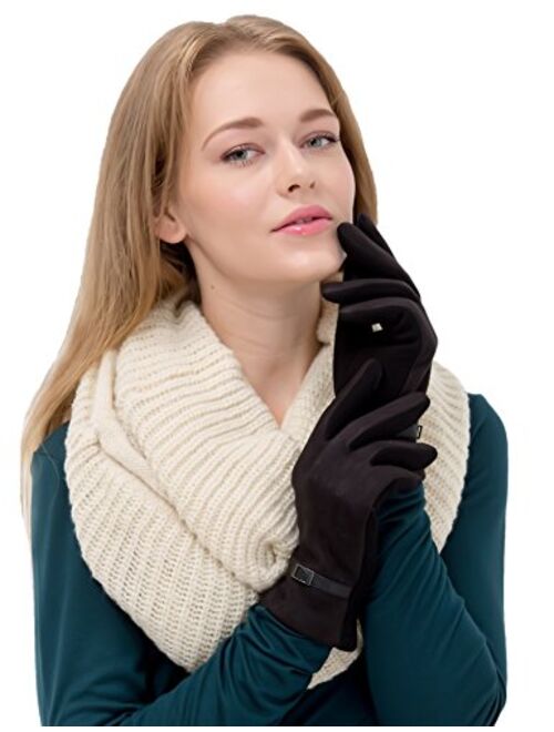 Womens Winter Gloves Fashion Touch Screen Warm Fleece Lined Ladies Cold Weather Gloves