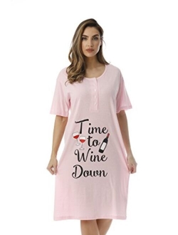 Just Love Short Sleeve Nightgown Oversized Screen Print Sleep Dress for Women