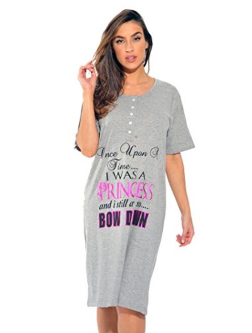 Just Love Short Sleeve Nightgown Oversized Screen Print Sleep Dress for Women