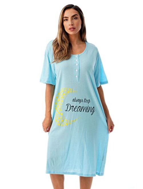 Just Love Short Sleeve Nightgown Oversized Screen Print Sleep Dress for Women