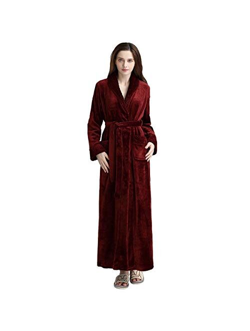 Long Bath Robe for Womens Plush Soft Fleece Bathrobes Nightgown Ladies Pajamas Sleepwear Housecoat