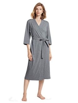 SIORO Womens Cotton Kimono Robe, Lightweight Long Knit Bathrobe Thin Sleepwear Soft Ladies Loungewear S-3XL