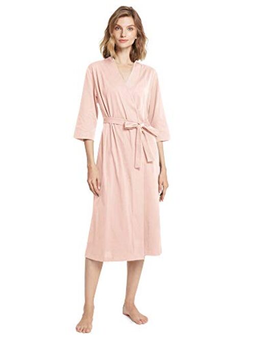 SIORO Womens Cotton Kimono Robe, Lightweight Long Knit Bathrobe Thin Sleepwear Soft Ladies Loungewear S-3XL