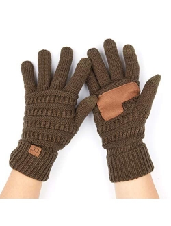 C.C Women Solid Ribbed Glove with Smart Tips (G-20)(G-33)