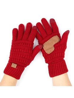 C.C Women Solid Ribbed Glove with Smart Tips (G-20)(G-33)