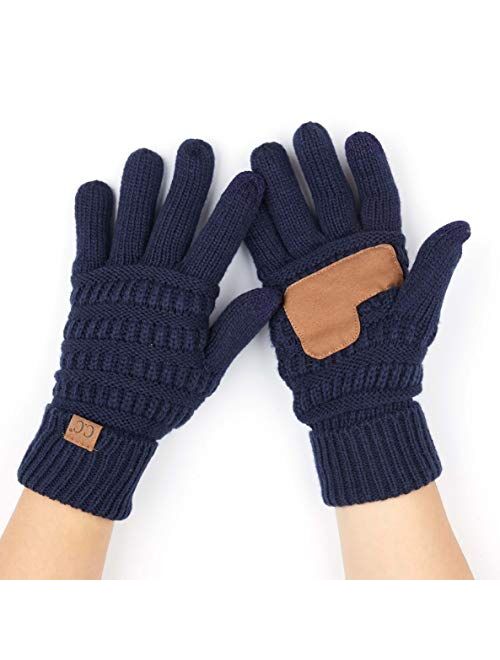 C.C Women Solid Ribbed Glove with Smart Tips (G-20)(G-33)