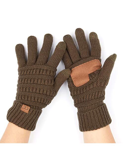 C.C Women Solid Ribbed Glove with Smart Tips (G-20)(G-33)