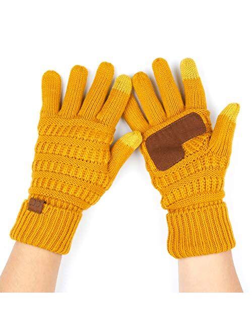 C.C Women Solid Ribbed Glove with Smart Tips (G-20)(G-33)