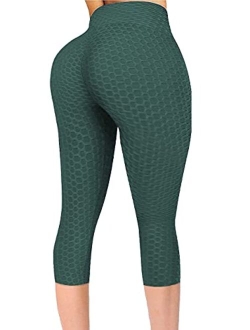 Ruched Butt Lifting High Waist Textured Yoga Pants Tummy Control Workout Leggings