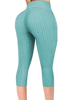 Ruched Butt Lifting High Waist Textured Yoga Pants Tummy Control Workout Leggings