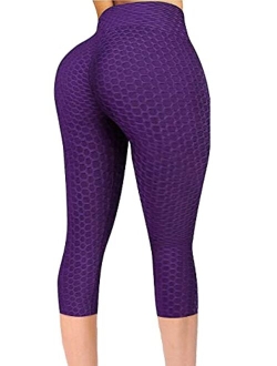 Ruched Butt Lifting High Waist Textured Yoga Pants Tummy Control Workout Leggings