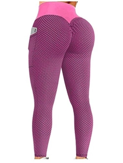 Ruched Butt Lifting High Waist Textured Yoga Pants Tummy Control Workout Leggings