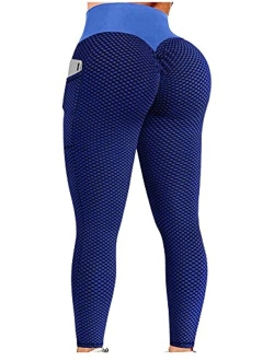 Ruched Butt Lifting High Waist Textured Yoga Pants Tummy Control Workout Leggings