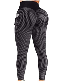 Ruched Butt Lifting High Waist Textured Yoga Pants Tummy Control Workout Leggings