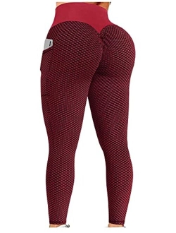 Ruched Butt Lifting High Waist Textured Yoga Pants Tummy Control Workout Leggings