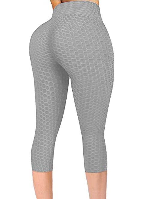 JGS1996 Ruched Butt Lifting High Waist Textured Yoga Pants Tummy Control Workout Leggings