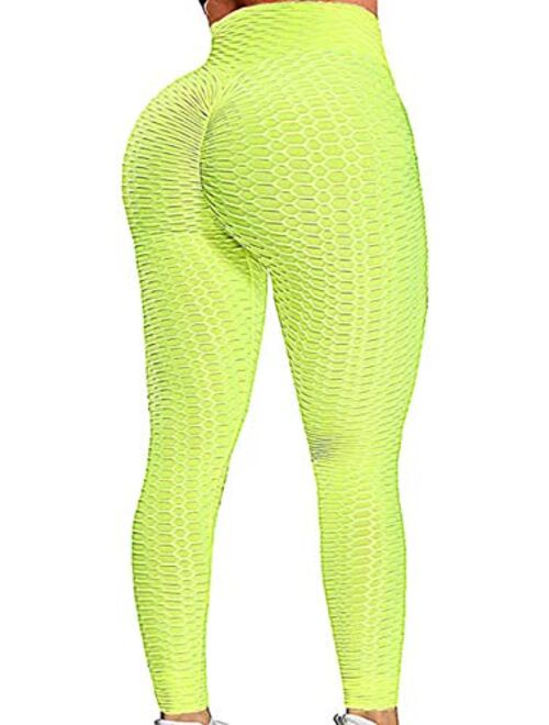 JGS1996 Ruched Butt Lifting High Waist Textured Yoga Pants Tummy Control Workout Leggings