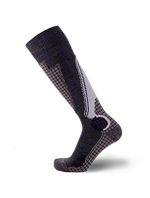 Pure Athlete High Performance Wool Ski Socks - Thermal Warm Merino Wool OTC Sock, Men Women