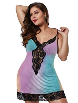 lime flare Sexy Plus Size Silk Nighty Chemise Satin Lingerie Sets S-5X