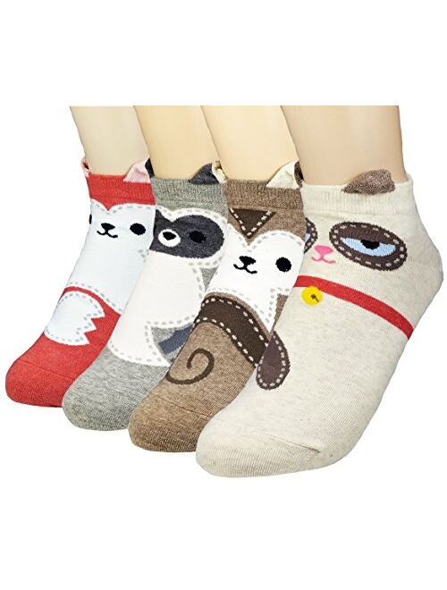 JJMax Women's Sweet Animal Cotton Blend Socks Set One Size Fits All