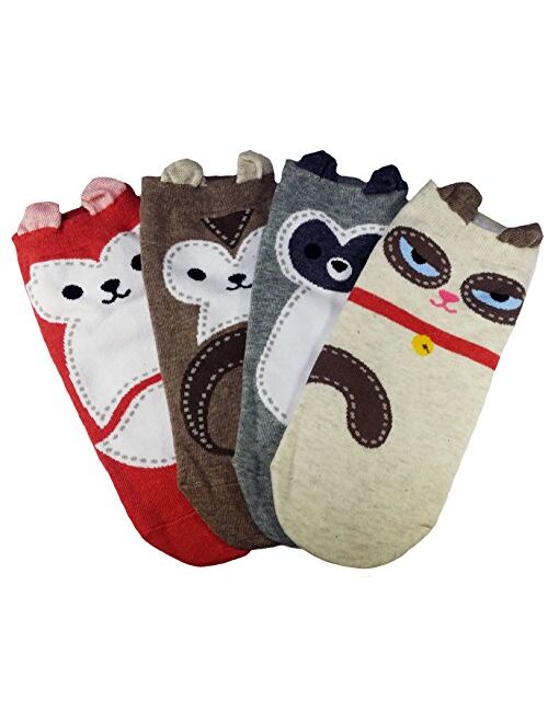 JJMax Women's Sweet Animal Cotton Blend Socks Set One Size Fits All