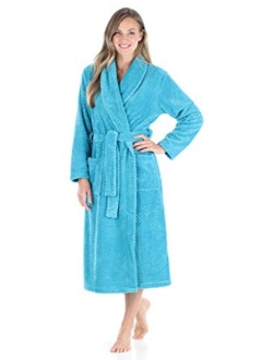 Sleepyheads Women's Plush Fleece Robe Jacquard Long Sleeve Bathrobe