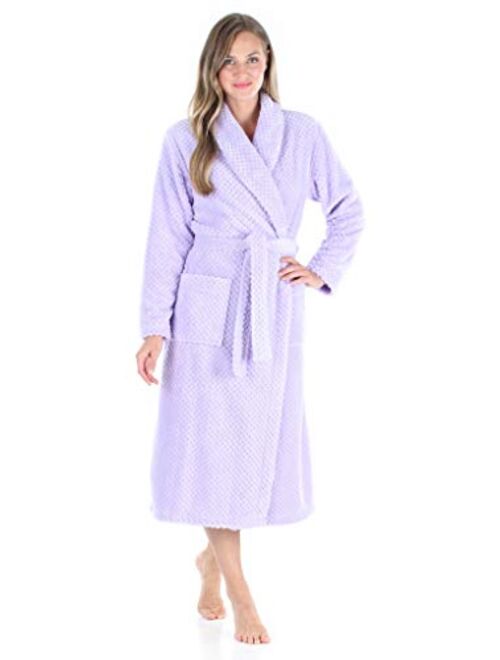 Sleepyheads Women's Plush Fleece Robe Jacquard Long Sleeve Bathrobe