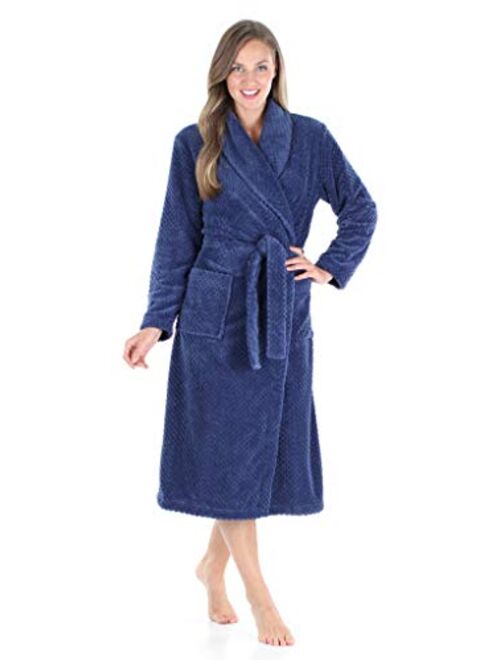 Sleepyheads Women's Plush Fleece Robe Jacquard Long Sleeve Bathrobe