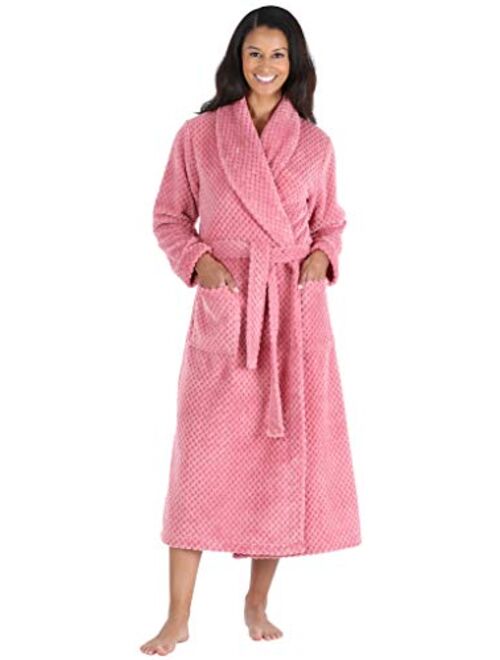 Sleepyheads Women's Plush Fleece Robe Jacquard Long Sleeve Bathrobe