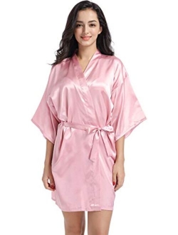 DF-deals Women's Satin Kimono Robe for Bridesmaid and Bride Wedding Party Getting Ready Short Robe with Gold Glitter