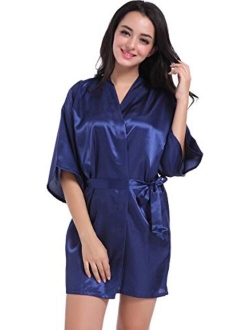 DF-deals Women's Satin Kimono Robe for Bridesmaid and Bride Wedding Party Getting Ready Short Robe with Gold Glitter