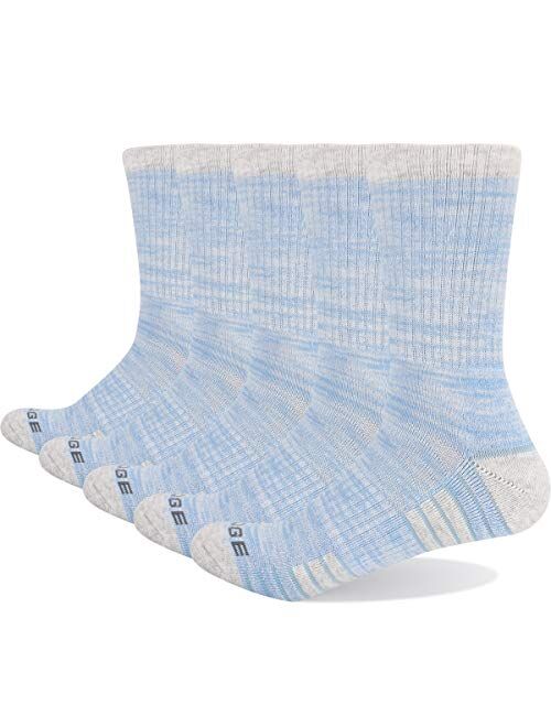 YUEDGE Women's Moisture Wicking Cotton Cushion Crew Socks 5Pairs/Pack Sports Outdoor Athletic Walking Hiking Socks