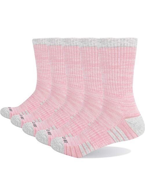 YUEDGE Women's Moisture Wicking Cotton Cushion Crew Socks 5Pairs/Pack Sports Outdoor Athletic Walking Hiking Socks