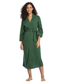 Women's Soft Robes Long Bath Robes Cotton Kimonos Sleepwear Dressing Gown,Solid Color