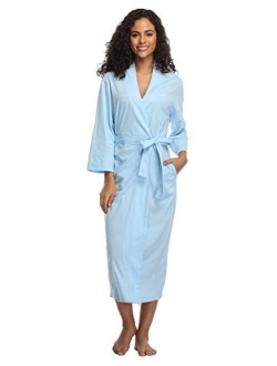 Women's Soft Robes Long Bath Robes Cotton Kimonos Sleepwear Dressing Gown,Solid Color