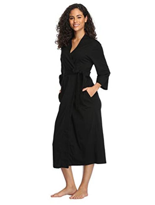 Women's Soft Robes Long Bath Robes Cotton Kimonos Sleepwear Dressing Gown,Solid Color