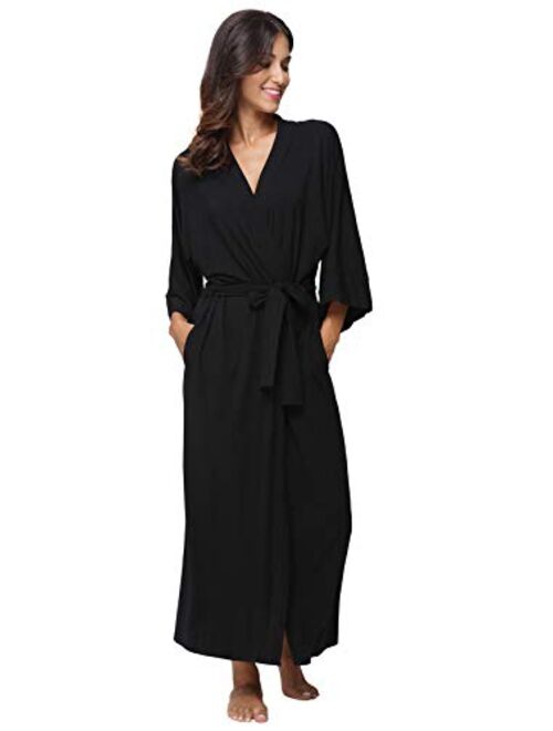 Women's Soft Robes Long Bath Robes Cotton Kimonos Sleepwear Dressing Gown,Solid Color