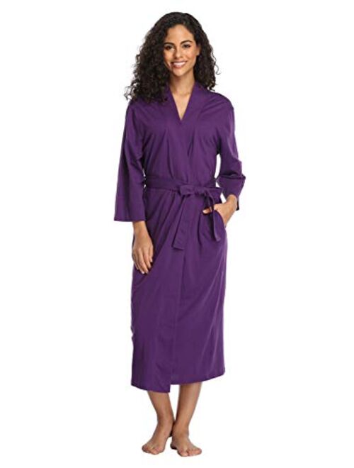 Women's Soft Robes Long Bath Robes Cotton Kimonos Sleepwear Dressing Gown,Solid Color