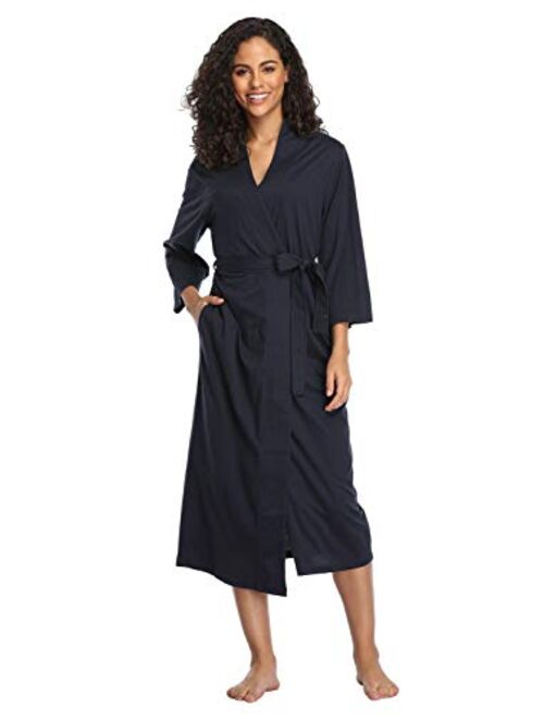 Women's Soft Robes Long Bath Robes Cotton Kimonos Sleepwear Dressing Gown,Solid Color