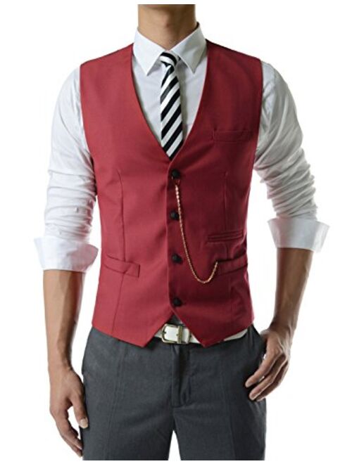 TheLees SVE Mens Slim fit Chain Point 3 Button Vest