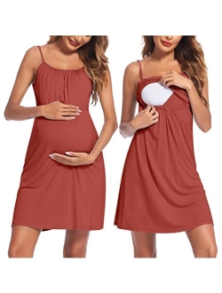 Women's Nursing Nightgown Maternity Dress Breastfeeding Hospital Gown Full Slips Sleepwear