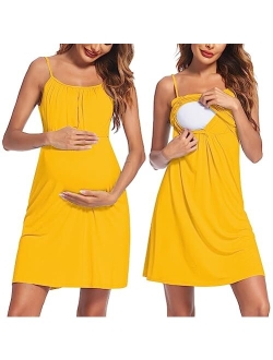 Women's Nursing Nightgown Maternity Dress Breastfeeding Hospital Gown Full Slips Sleepwear