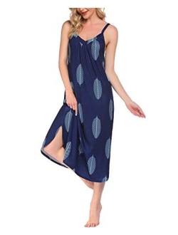 Long Nightgown Sexy Full Slips Sleepwear Summer Racerback Sleepshirt Loose Chemise Lingerie for Women S-XXL