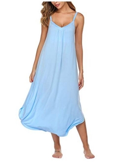 Long Nightgown Sexy Full Slips Sleepwear Summer Racerback Sleepshirt Loose Chemise Lingerie for Women S-XXL