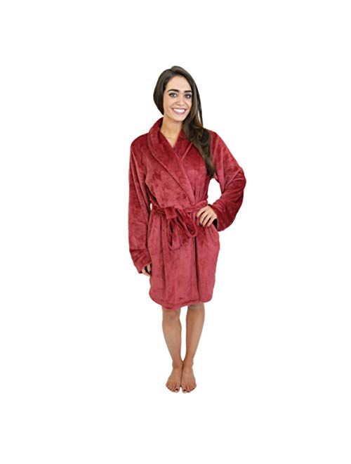 Cherokee Women's Polyester Plush Shawl Collar Bathrobe Sleepwear