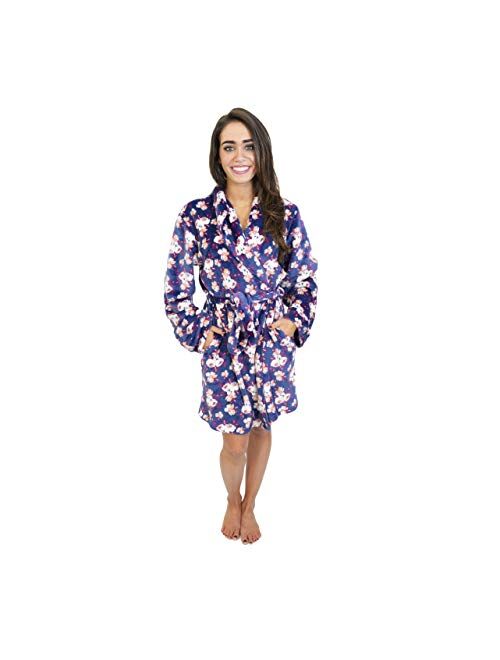 Cherokee Women's Polyester Plush Shawl Collar Bathrobe Sleepwear