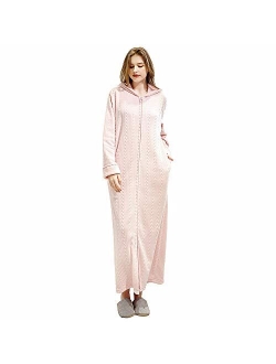 Womens Fleece Warm Robe,Cozy Fluffy Long Bathrobe,Plush Night Dressing Robes for Women